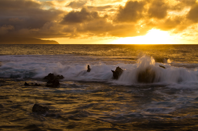 Waves Illuminated By Sunset