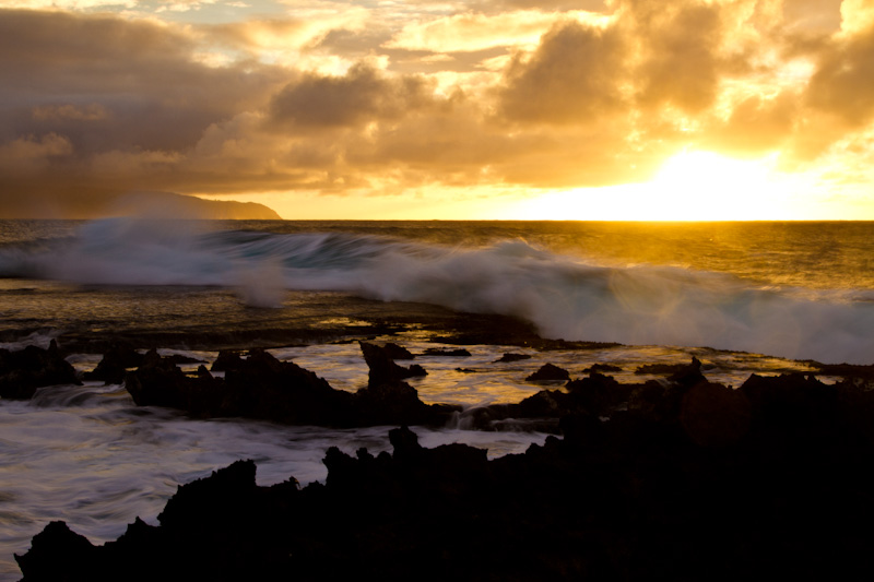 Waves Illuminated By Sunset