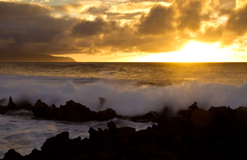 Waves Illuminated By Sunset