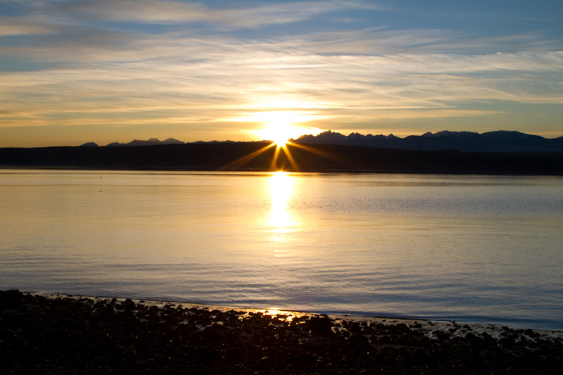 Sunset Over Hood Canal And The Olympic Mountains