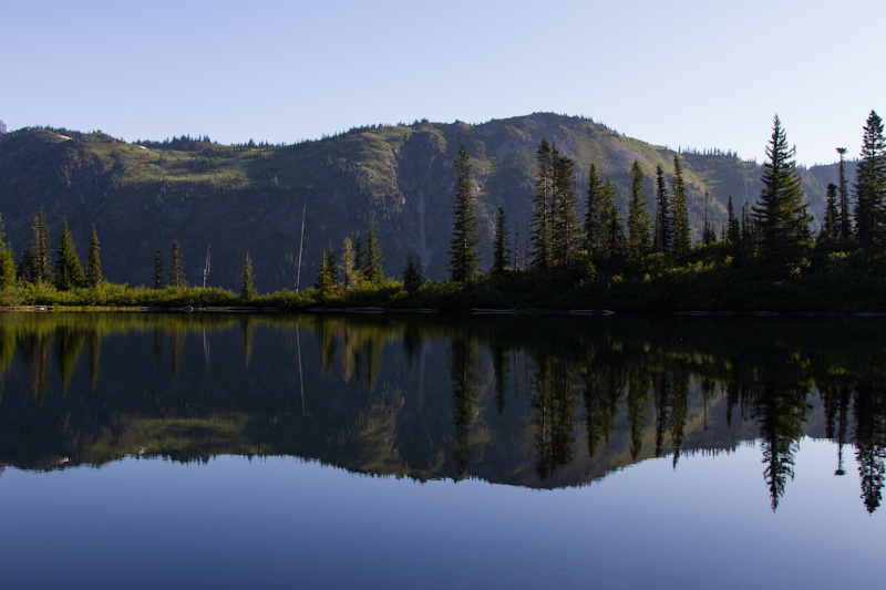 Tree Line Reflected In Bench Lake